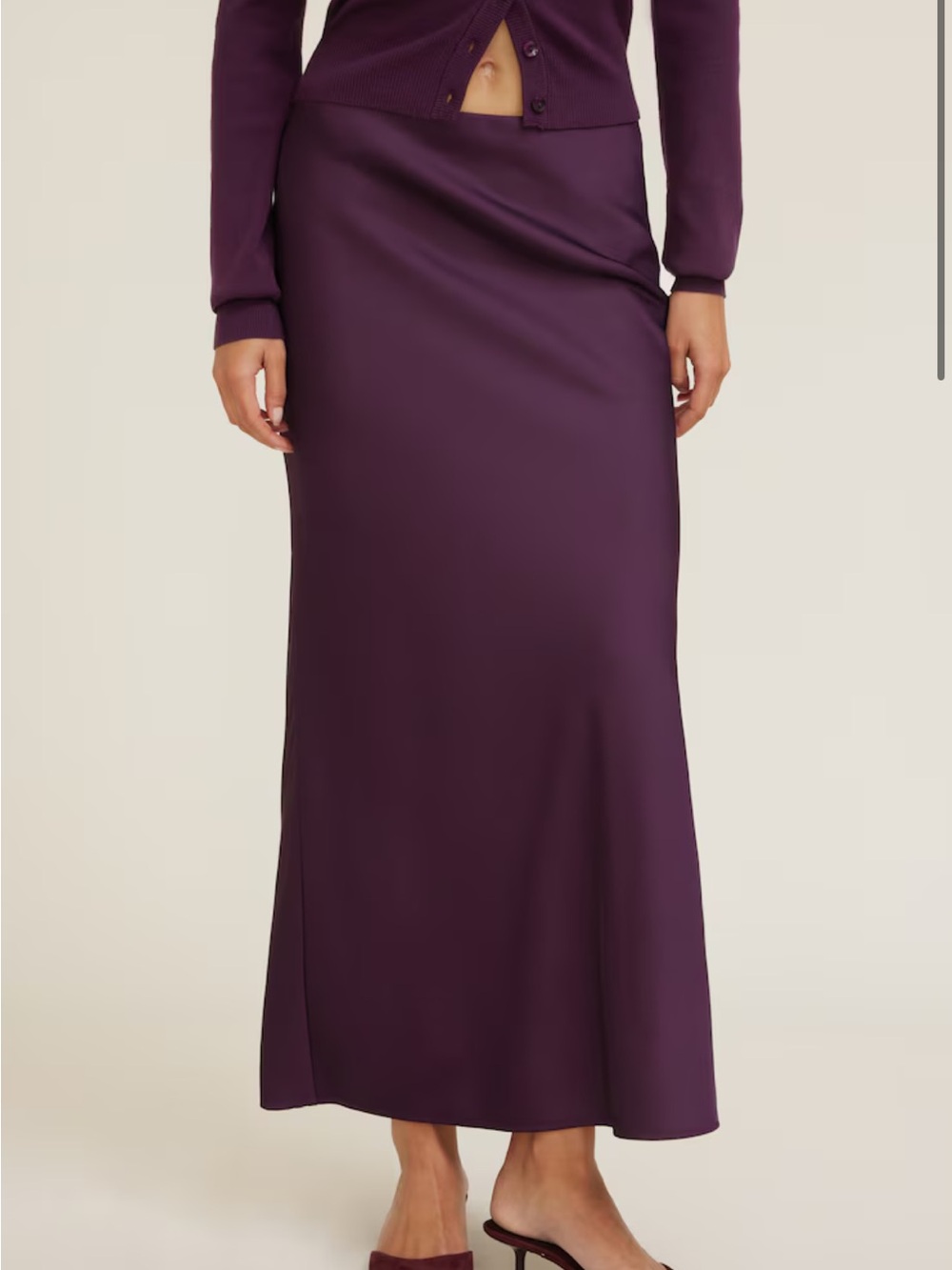 Dynamite Long Purple Maxi Skirt - Sleek Bias Cut